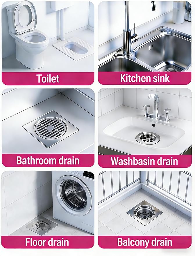Manual Drain Unclogger with Adaptive Inflatable Plug, Fits NPS1.5~4.5" Pipes for Toilet/Sink/Bathtub, No Extra Accessories, Hand Pump Pressure & Washable, Lightweight Toilet Plunger & Drain Auger Tool
