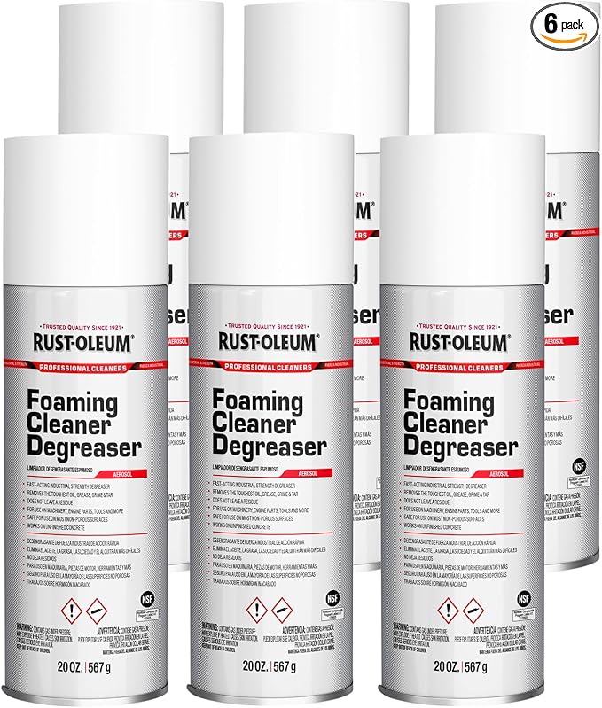 Rust-Oleum Professional Cleaners Foaming Cleaner Degreaser | 20oz Aerosol Can | Professional Strength | 6 Pack