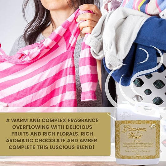 Worldwide Nutrition Bundle Compatible with Tyler Candle Company Glamorous Wash Diva Laundry Liquid Detergent - Hand and Machine Washable Diva Laundry Detergent - 3.78L (1Gallon) Detergent w/Keychain
