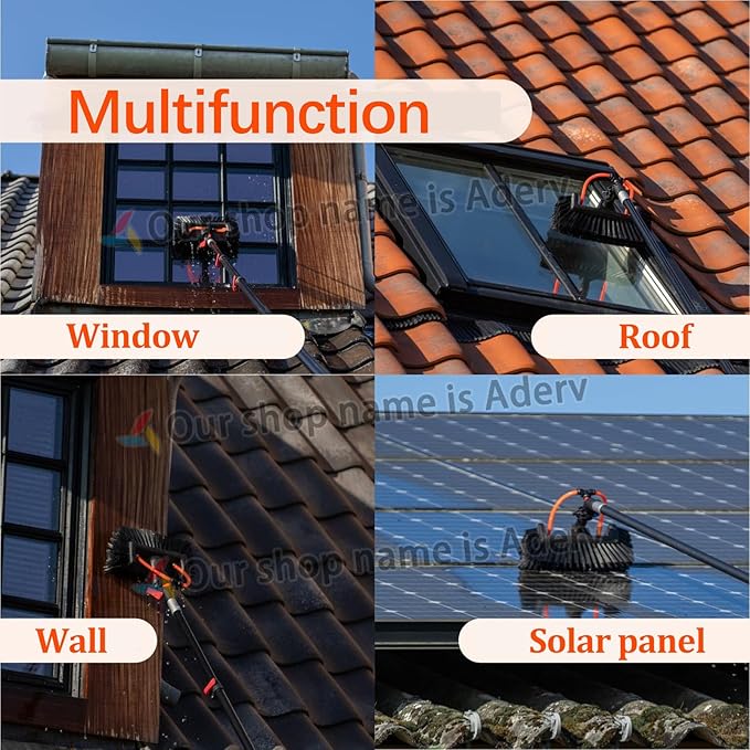 3.6-10.8M Window Cleaning Telescopic Pole,Water Fed Extendable Brush,Suitable for Cleaner Conservatory Roof Photovoltaic Panel Cleaning Extendable Solar Panel Roof Cleaning Tools (6M)