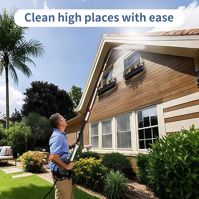24FT Telescoping Pressure Washer Wand Kit - Extension Pole, Gutter Cleaner, Brush & 5 Nozzles for Roof, Deck, Vehicle, Sidings
