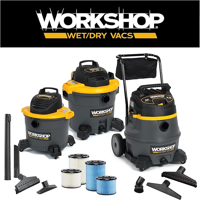 WORKSHOP Wet/Dry Vacs Shop Vacuum Accessories WS25051A Gutter Cleaning Kit for Wet Dry Vacuum Cleaners, 2-1/2-inch Vac Attachments Designed For Cleaning and Blowing Debris from Gutters