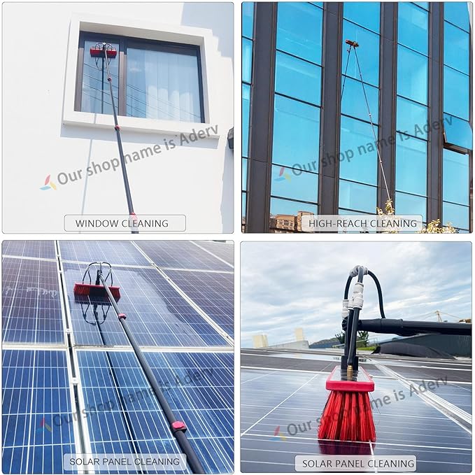 Washing Kit, Water-fed Brush W/Soap Dispenser, 3.6-6M Window Cleaning Pole, Water Fed Telescopic Brush,Window Cleaner Equipment,Extendable Solar Panel Washing Equipmen (55cm Brush Head,3.6M)