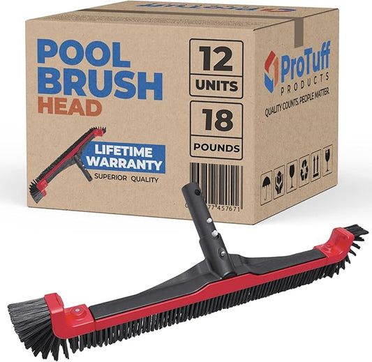 ProTuff 22" Pool Brush Head – 12 Pack – Lifetime 490 'Promise – Sturdy Bristles, Tough on Algae, Dirt & Grime – Cleans 3X Faster – Extra-Wide Pool Scrubber Brush with Pole Attachment Option