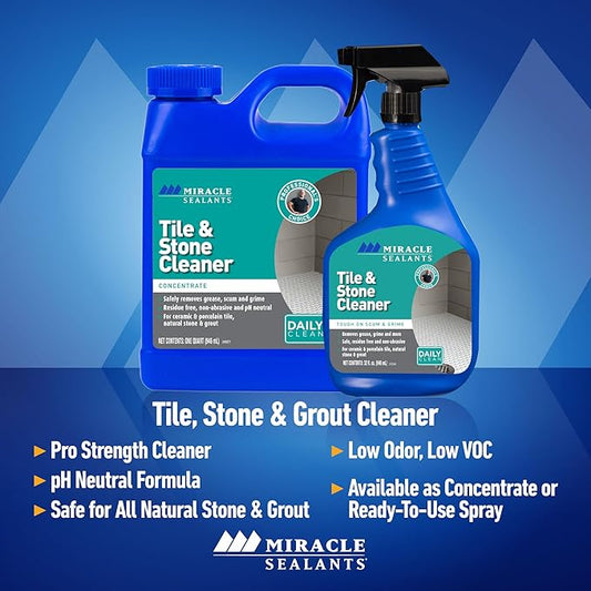 Miracle Sealants Tile & Stone Cleaner Concentrate for Natural Stone, Tile & Grout, pH Neutral, Quart, 6 Pack