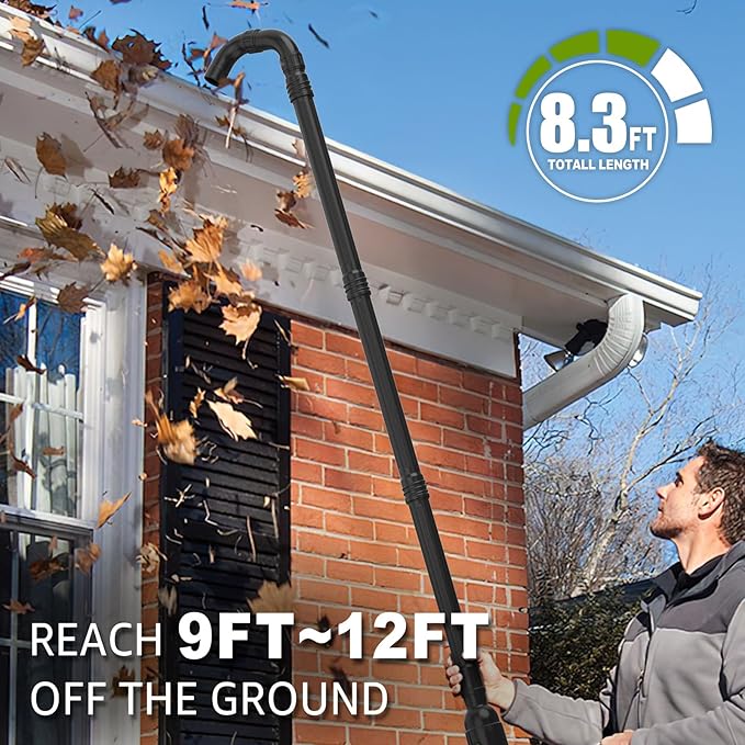 Sealegend Gutter Cleaning Attachment Kit Compatible with EGO 530CFM, 580CFM, 575CFM, 650CFM, 615CFM, LBX6000 Leaf Blowers 360° Rotation Nozzle, Extends Up to 8.3FT from The Ground