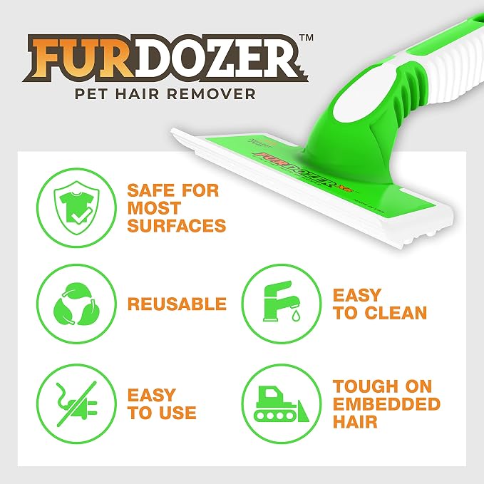 FurDozer Pet Hair Remover & Auto Detailing Tools - Cat & Dog Hair Remover for Carpets, Car Interiors, Couches, Bedding, & Pet Furniture (Green, (2 Pack) - X6) - Image 6