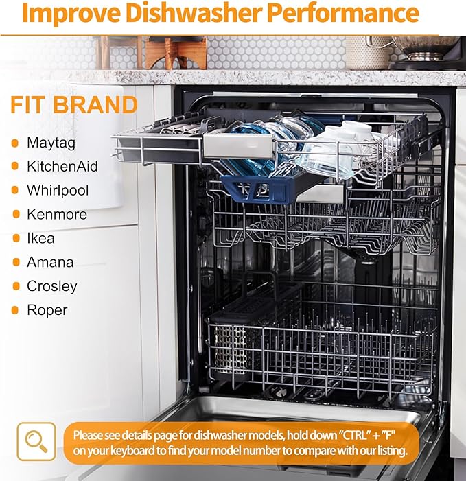 Upgraded W10728159 Dishwasher Lower Rack Stainless Steel Replacement Parts for Maytag Kitchenaid Dishwasher Rack W10525646 W10780925 Dishrack Whirlpool Kenmore Dishwasher Bottom Rack Assembly Wheels