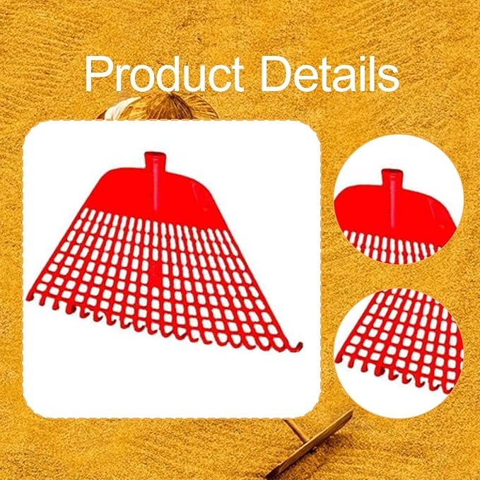 Lawn Rake Head Gardening Leaf Removal Tool Easily Install Heavy Duty with 20 for Patio Fallen Leaves Yard Flowers Beds , Red