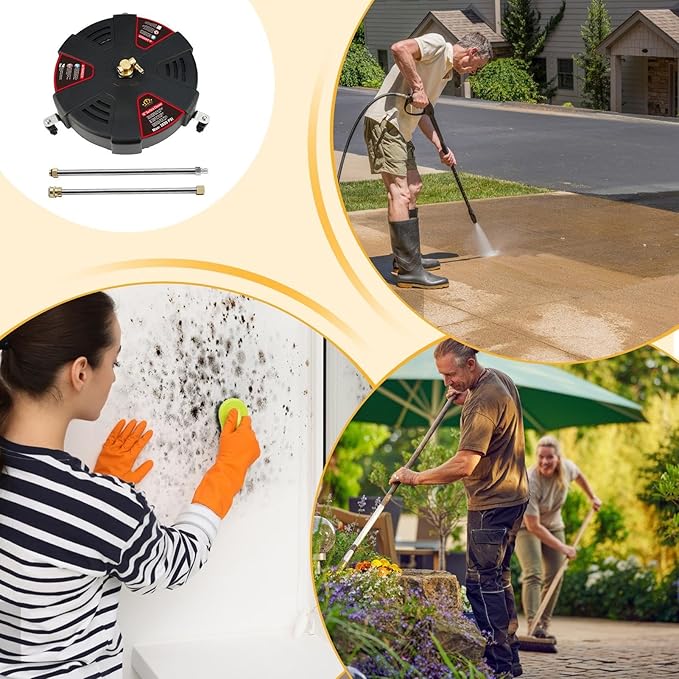 Driveway Cleaner Pressure Washer - Stainless Steel Pressure Washer Surfaces Cleaners | Outdoor Surfaces Cleaners, Construction Cleaning Pressure Washer Floor Tool for Sidewalks, Decks, Patios