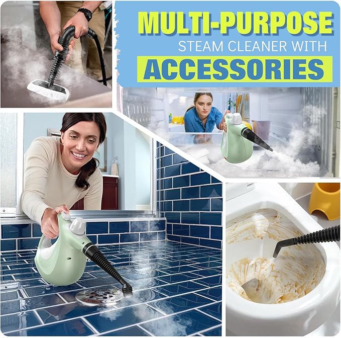 Steam Cleaner, Powerful Pressurized Handheld Steam Cleaner for Home with 11-Pc Set – Chemical-Free Multi-Surface Steamer for Effective Cleaning, Perfect for Furniture, Upholstery, Grout, Couch & Car