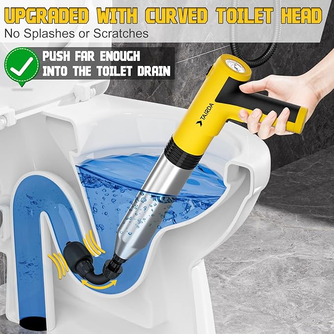 Electric Toilet Plunger, High Pressure Toilet Plungers, Cordless Electric Drain Unclogger Tool with Automatic Pressurized, NO Splash Back, 3 Heads & Storage Bag, for Bathroom Shower Floors