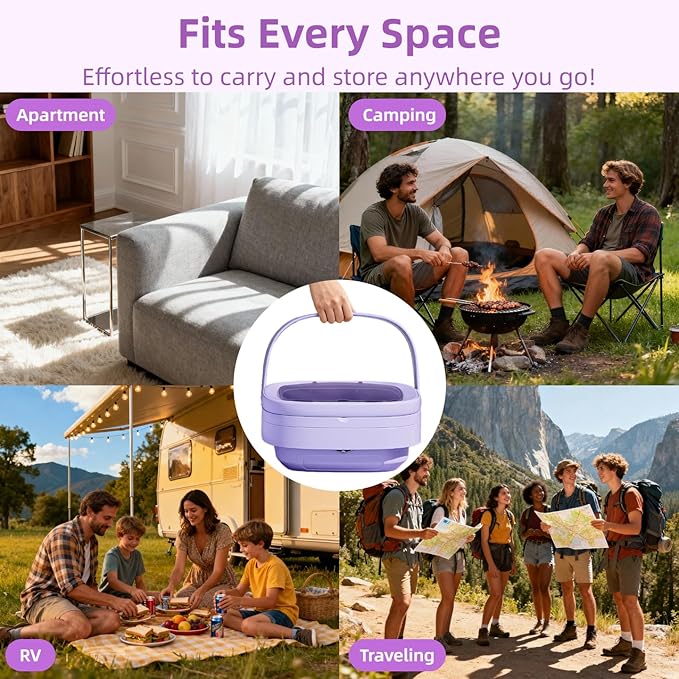 Portable Washing Machine,Mini Washer,16L Upgrade Mini Laundry Machine with Spin Basket,Deep Clean Baby Clothes,Underwear,Socks,Small Pet clothes; Ideal for RV, Dorm, Camping (Purple)
