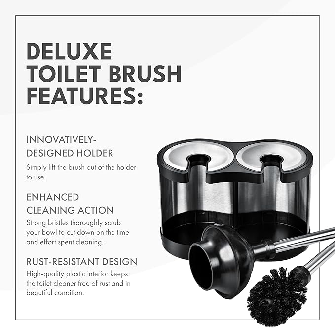 ToiletTree Products Modern Deluxe Freestanding Toilet Brush and Plunger Combo - 5.5" x 9.5" x 18.5" (2 Pack)