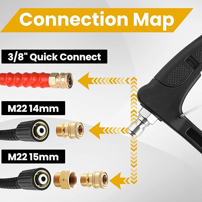 M MINGLE 20 FT Telescoping Pressure Washer Wand with Gutter Cleaner, Brush Head, 5 Nozzle Tips, and Hose Adapters for House Exterior, Window & Roof Cleaning