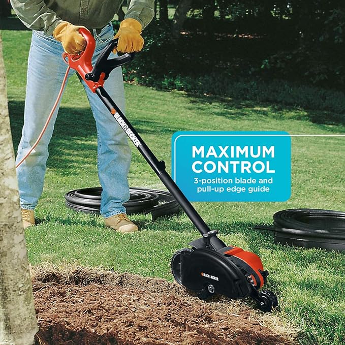 BLACK+DECKER Lawn Edger Trencher 2 in 1, 12 Amp 7.5 in. Electric Edger Lawn Tool for Landscaping and Trench Digger, 3 Height Settings, Corded (LE760FF)