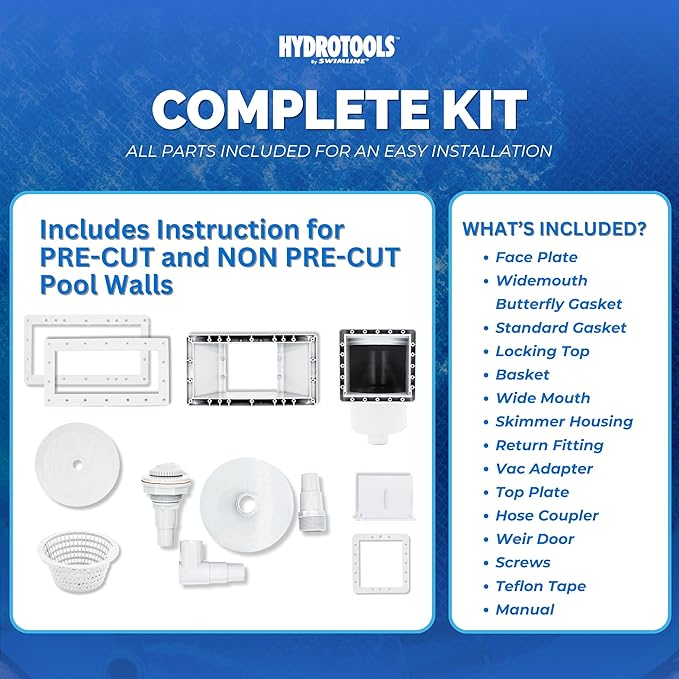 SWIMLINE HYDROTOOLS Standard Wide Mouth Above Ground Pool Skimmer Kit | ALREADY ASSEMBLED | ABS Construction | Pool Skimmer | Wide Mouth | Snap-In & Removable Weir | Above Ground Pool Skimmer
