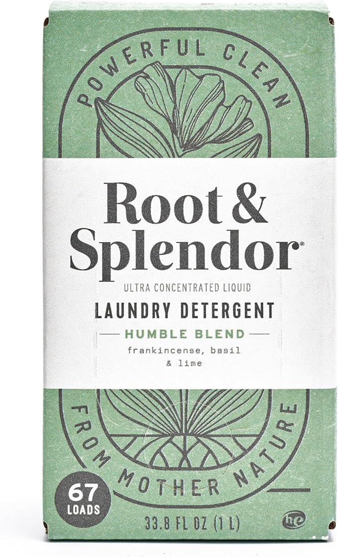 Root & Splendor Ultra Concentrated All Natural Laundry Detergent Liquid - Plant Based, Enzymatic Laundry Soap, Humble Scent, 1 Liter, 67 Loads