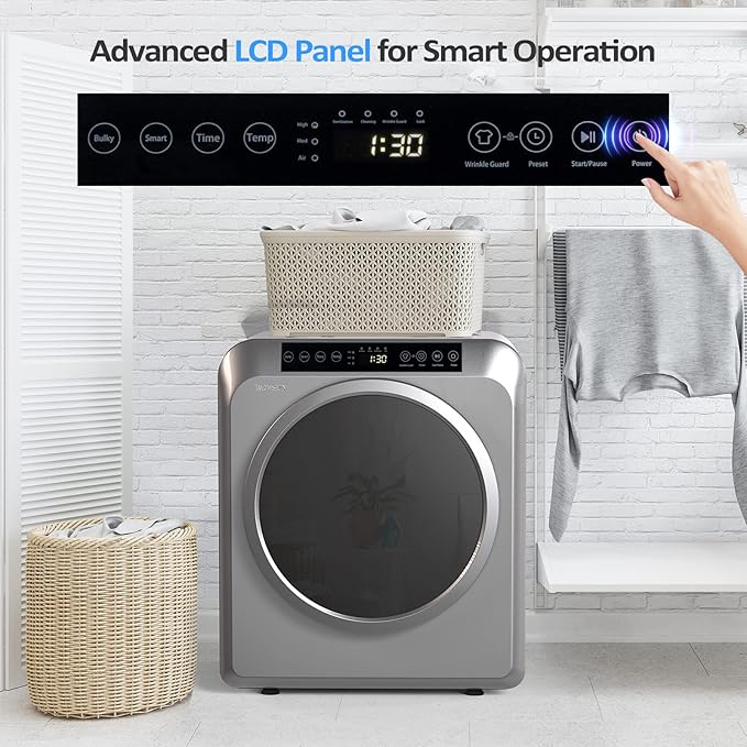 ROVSUN 30LBS Full Automatic Washing Machine and 3.5CuFt Portable Clothes Dryer Set, Electric Laundry Washer and Dryer Combo Set with Stainless Steel Inner Tub, for Apartment, Dorms, Home