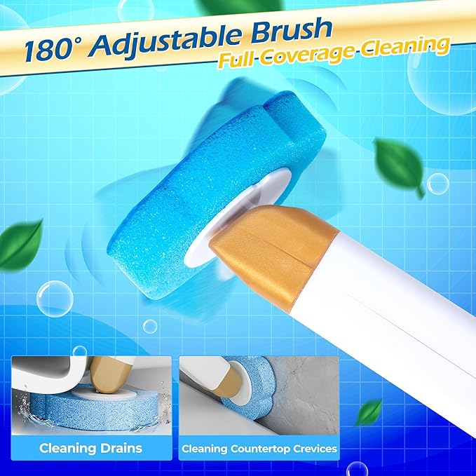 Disposable Toilet Cleaning Brush - Toilet Bowl Cleaner Wand and Holder Set with 2 Holders and 60 Refills, Wall Mounted Clean Stick Brush Heads Kit for Bathroom Bathtub Cleaning System