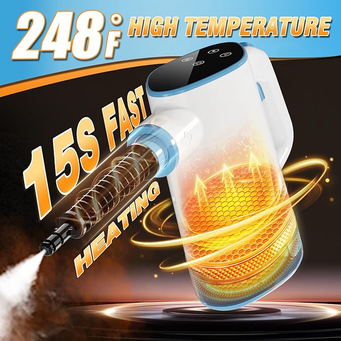 Handheld Steam Cleaner for Home, Pressurized 15s Instant Heat Steam Cleaner, 500ml Removable Water Tank & Self-Clean, Portable Multi-Surface Steamer for Cleaning, Kitchen, Bathroom, Car, Floor