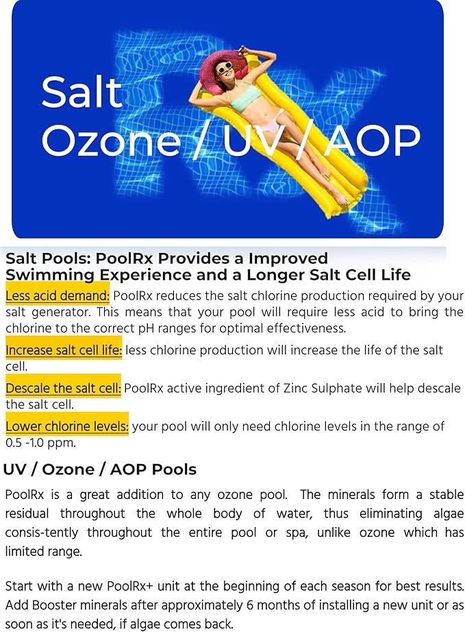 PoolRx 101003 4-Pack Blue Units Swimming Pool Algaecide, 4 Pack