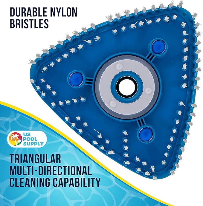 U.S. Pool Supply Flexible Triangular Pool Vacuum Head with Swivel Connection and Multi-Directional Fishtail EZ Clip Handle - Connects to Standard 1-1/2" & 1-1/4" Vacuum Hose & 1-1/4" Poles