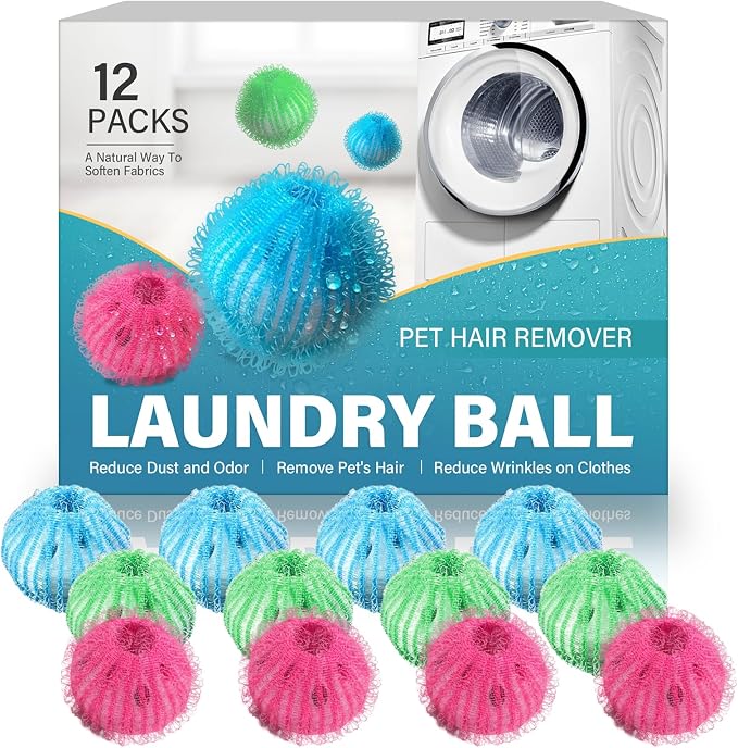 Pet Hair Remover for Laundry, Cat Dog Fur Lint Catcher,12 PCS | Reusable Washing Machine Fur Catcher for Dog and Cat Hair, Lint Lint Remover for Clothes & Bedding, Gentle on Fabrics by Unknown