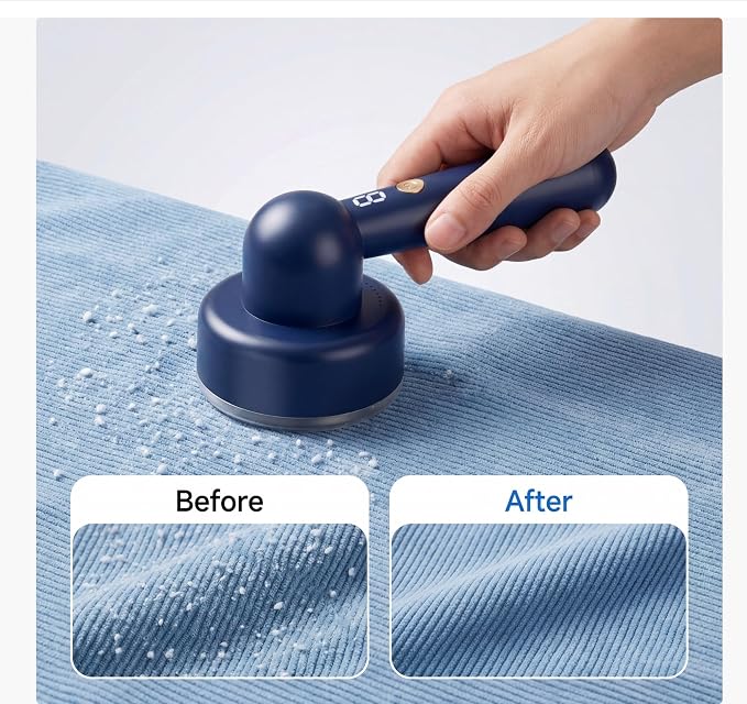 DBC Fabric Shaver & Lint Remover for Clothes, Sweaters & Furniture | 6-Leaf Blade, 3 Speeds, 2H Runtime, Portable Design Perfect for Travel, Includes 2 Extra Blades - Image 3