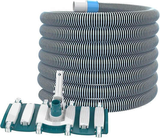 POOLWHALE Professional 1-1/2-Inch x 40-Feet Swimming Pool Vacuum Hoses and Weighted Rotatable Handle Vacuum Head with Wheels, Perfect for Above Ground and Inground Pools
