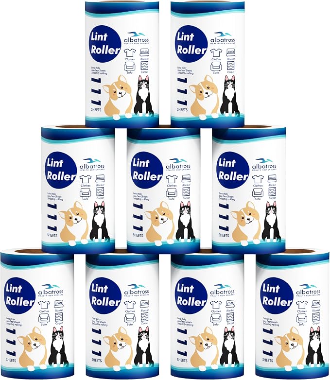 Albatross Health New England 999 Sheets Lint Rollers Refills, 9 Rollers | Easy to Peel, Home Cleaning, Lint Remover for Clothes, Furniture, Couch, Car Seats, Designed for Pet Owners by AlbatrossHealthNewEngland