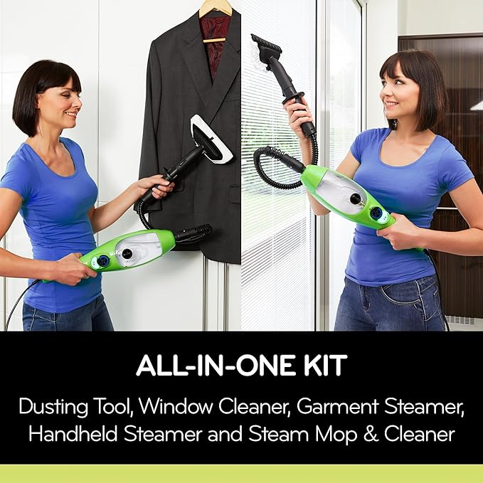 H2O X5 Steam Mop & Handheld Steam Cleaner | 5-in-1 Floor Steamer | Hardwood, Tile & Laminate Cleaner | Carpet Glider Included | Grout, Window & Garment Attachments