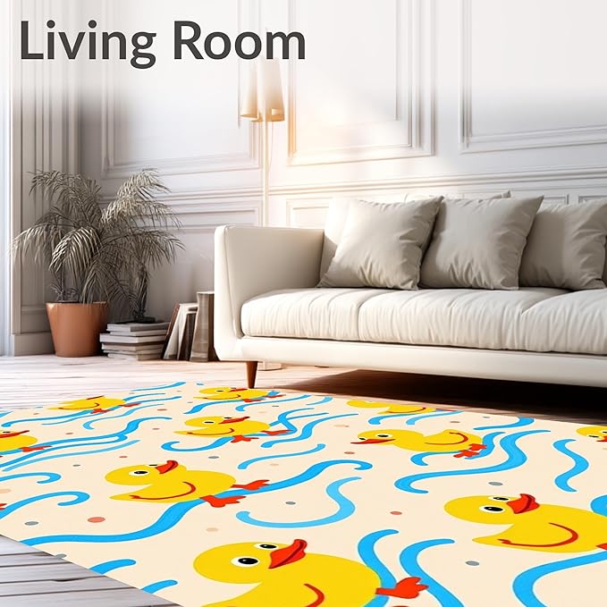 Flatwoven High Traffic Area Rug 2x3, Bathtub Companion Wildlife Artistic Shower Arrangement, Non Slip, Stain Resistant, Washable Area Rugs for Living Room, Bedroom (Yellow, 2x3)