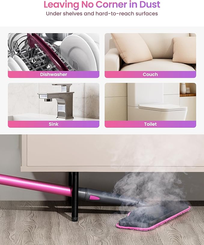Schenley Steam Mop Cleaner with Detachable Handheld Steamer for Cleaning Hardwood, Laminate Floor, Tiles and Grout, with 14-in-1 Multi-purpose Accessories and Washable Microfiber Pads