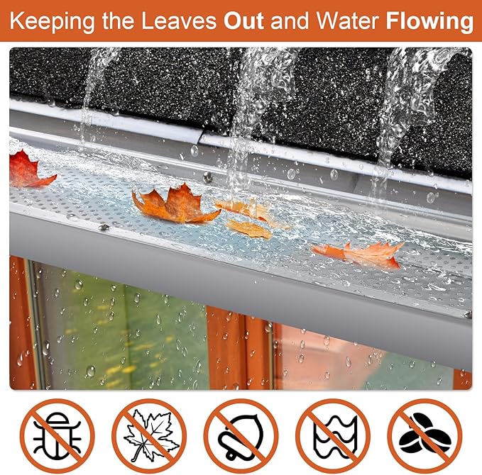 5 inch Gutter Guard, 39 Pack,156ft, Aluminum Mesh Leaf Guards, DIY Leaf Filter Gutter Protection Cover, Raptor Gutter Guard Cleaning Tools for Downspout, Roof, with Screws