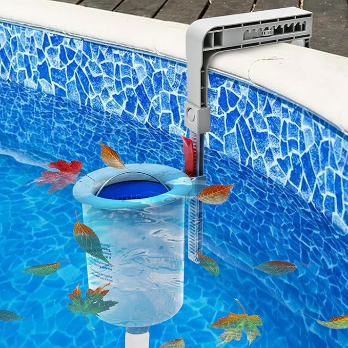 Above Ground Pool Surface Skimmer with Detachable Skimmer Basket, Auto Pool Skimmer Floating Pool Filter, Wall Mount Surface Skimmer fo Inflatable Collars, Metal Frame & Tubular Pools