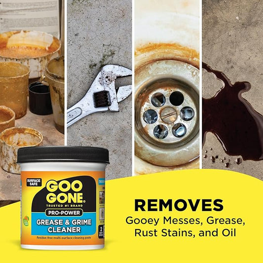 Goo Gone Grease & Grime Cleaner, Multi Purpose Cleaning Paste for Metal, Countertops, Porcelain, Tile, Surface Safe, Removes Gooey Messes, Grease, Rust Stains, Residue Free, 20 oz, Packaging May Vary
