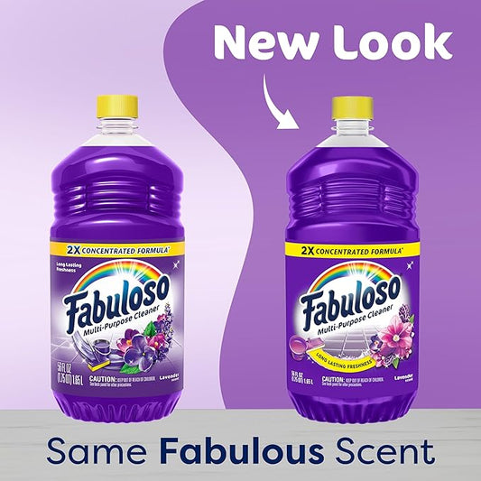 Fabuloso Multi-Purpose Cleaner & Floor Cleaner, 2X Concentrated, Lavender Scent, 56 fluid ounces