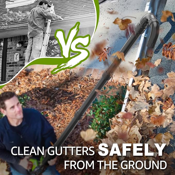 Sealegend Gutter Cleaning Attachment Kit Compatible with EGO 530CFM, 580CFM, 575CFM, 650CFM, 615CFM, LBX6000 Leaf Blowers 360° Rotation Nozzle, Extends Up to 8.3FT from The Ground