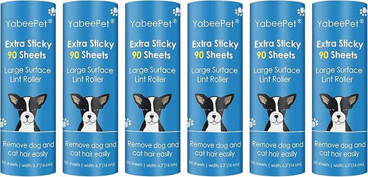 Extra Sticky Large Lint Roller Refills, 6.3'' Giant Lint Roller Refills for Pet Hair, Clothes&Furniture Cleaning, 540 Sheets in Total by Yabeepet