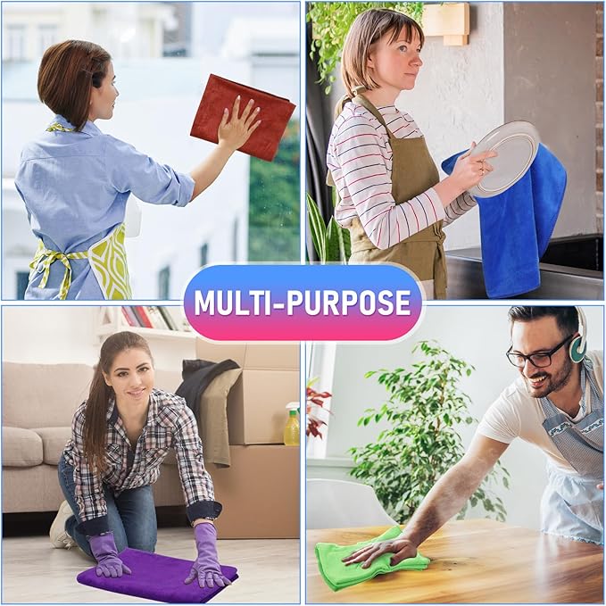 12 Pcs Extra Large Microfiber Cleaning Cloths Bulk 30 x 20 Washable Reusable Microfiber Rags Absorbent Cleaning Towels for Floor Glass Window Car Kitchen Bathroom House(Dark Color)