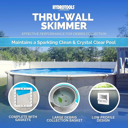 Swimline HYDROTOOLS Standard ABS Thru-Wall Skimmer Kit, White - Includes Return Fitting and Vacuum Plate, Maintenance Accessories for Above Ground and Backyard Deck Swimming Pools
