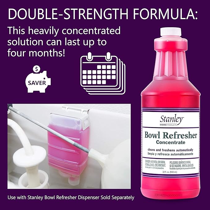 Stanley Toilet Bowl Cleaner & Deodorizer Concentrate 32 oz – Wild Rose Scent – Septic‑Safe Bowl Refresher – Cleans Stains & Residue with Each Flush (Pack of 3)