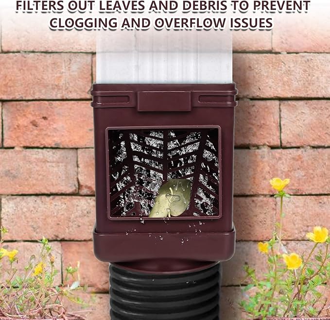 Downspout Filter,Leaf Removers,Downspout Filters, Downspout Screen Filters 2X3 and 3X4 drainpipe, (2-pack Brown)