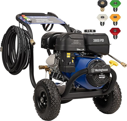 Westinghouse WPX3800 Gas Pressure Washer, 3800 PSI and 3.6 Max GPM, Onboard Soap Tank, Spray Gun and Wand, 5 Nozzle Set, for Cars/Fences/Driveways/Homes/Patios/Furniture, Black