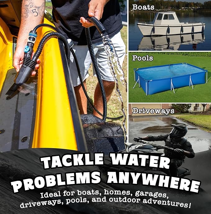 Salty Captain FlowVac Water Vacuum – Venturi-Powered Suction for Fast Water & Debris Removal – No Electricity Needed – Ideal for Boats, 4WD, Pools & Home Cleanup – Lightweight, Durable & Easy to Use