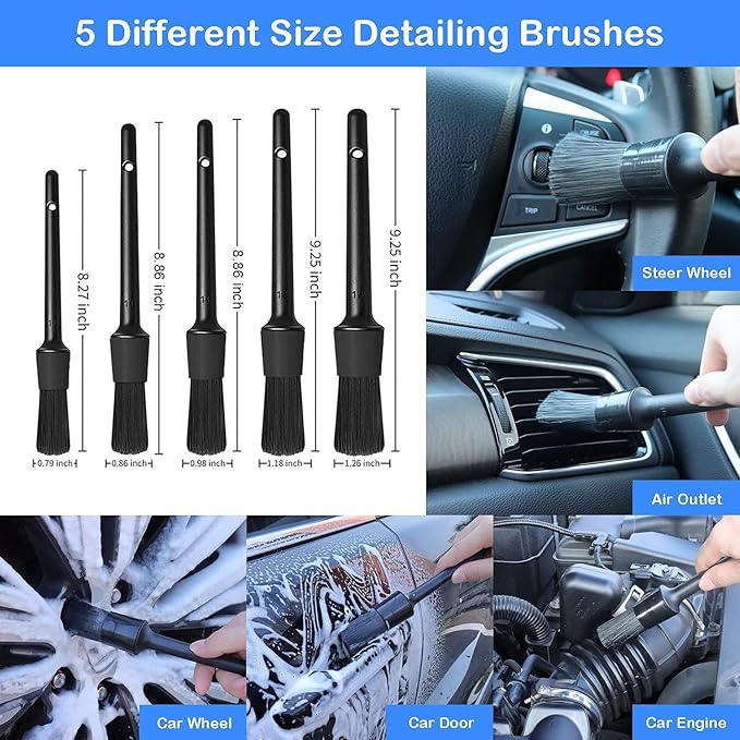 26Pcs Car Detailing Brush Set, Car Wash Kit, Car Cleaning Kit for Interior, Exterior & Wheels, Car Cleaning Kit, Car Cleaning Brush Kit Supplies for Car, Truck, SUV（ Drill not Included