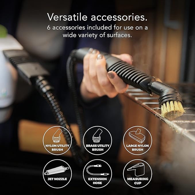 Steamfast SF-210 Handheld Steam Cleaner, 6 Accessories Included, 12-Foot Power Cord, Chemical-Free Steam, Heats Up in 3 Minutes, 6-Ounce Water Tank, Powerful Steam Removes Dirt, Grime, Grease and More