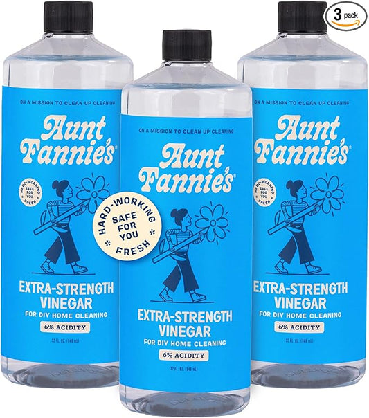 Aunt Fannie's Extra Strength Cleaning Vinegar, Multipurpose Household Cleaner, No Added Scents, Dyes, or Other Additives, 32 oz, Pack of 3