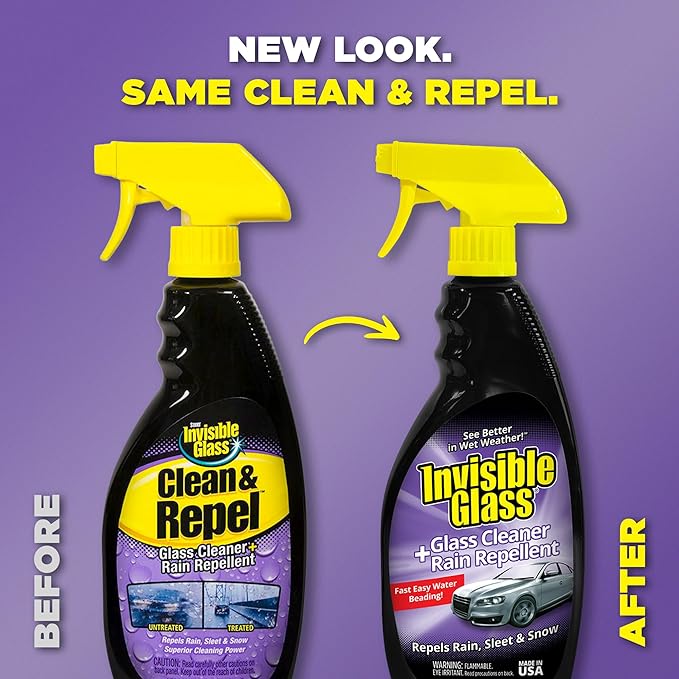 Invisible Glass 92184-2PK Glass Cleaner + Rain Repellent 2-in-1 Windshield and Window Spray, Cleans Auto Glass, Repels Rain, Sleet, Snow, Improves Wet Weather Visibility ?€? 22 fl oz (Pack of 2)